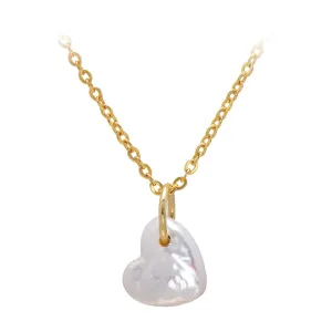 12MM Heart Shaped Baroque Freshwater Pearl charm Necklaces for Women, 18K Gold Plated Chain