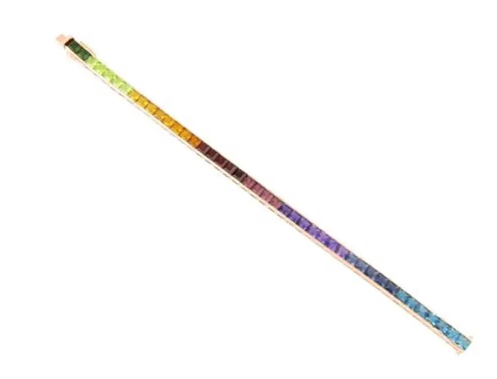 14K Yellow Gold 7.31ctw Rainbow Sapphire Tennis Bracelet by Bellarri