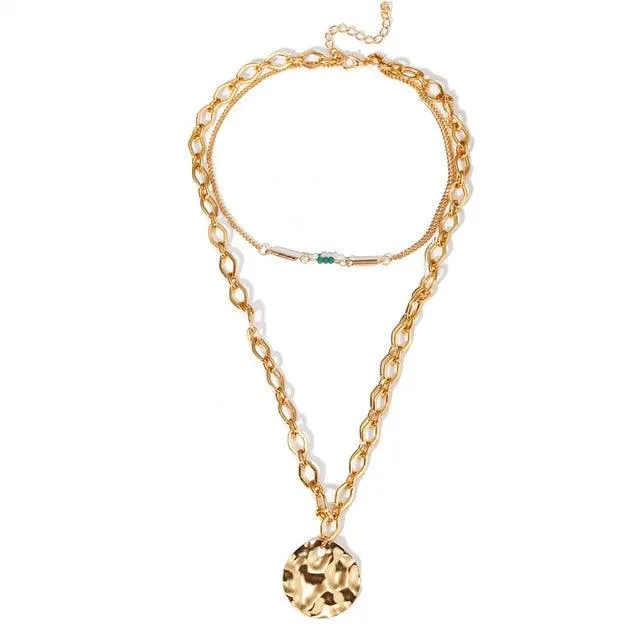 17KM Multilayer Crystal Moon Necklaces & Pendants