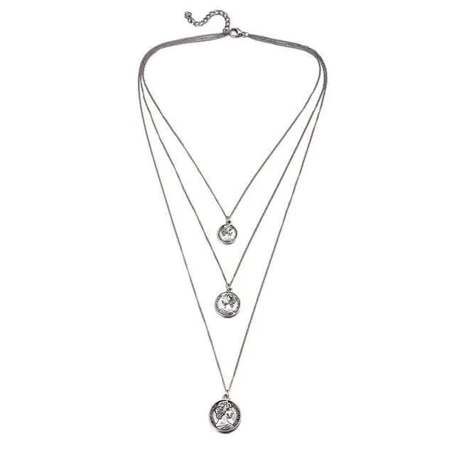 17KM Multilayer Crystal Moon Necklaces & Pendants