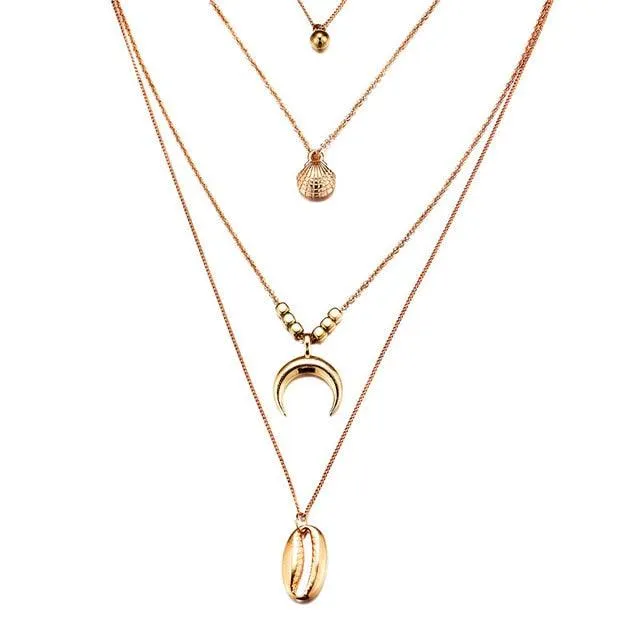 17KM Multilayer Crystal Moon Necklaces & Pendants