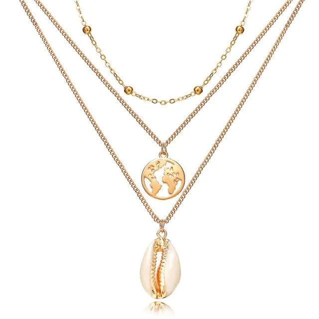 17KM Multilayer Crystal Moon Necklaces & Pendants