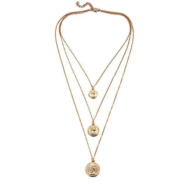 17KM Multilayer Crystal Moon Necklaces & Pendants