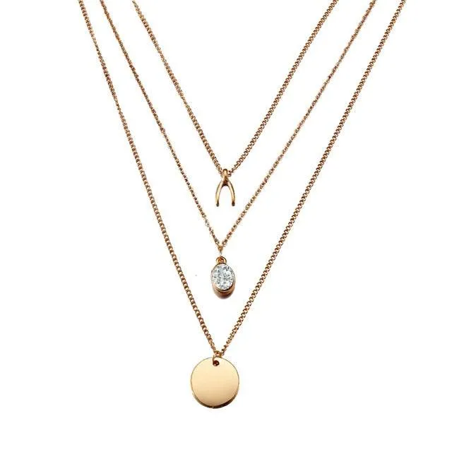 17KM Multilayer Crystal Moon Necklaces & Pendants