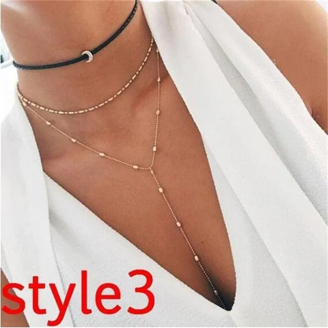 17KM Multilayer Crystal Moon Necklaces & Pendants