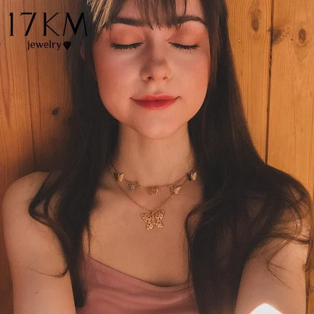 17KM Multilayer Crystal Moon Necklaces & Pendants