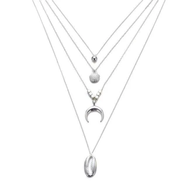 17KM Multilayer Crystal Moon Necklaces & Pendants