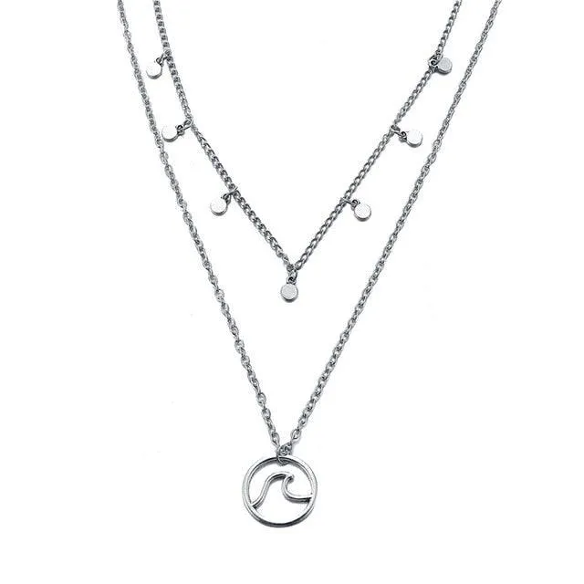17KM Multilayer Crystal Moon Necklaces & Pendants