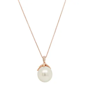 18ct Rose Gold South Sea Pearl & Diamond Necklace