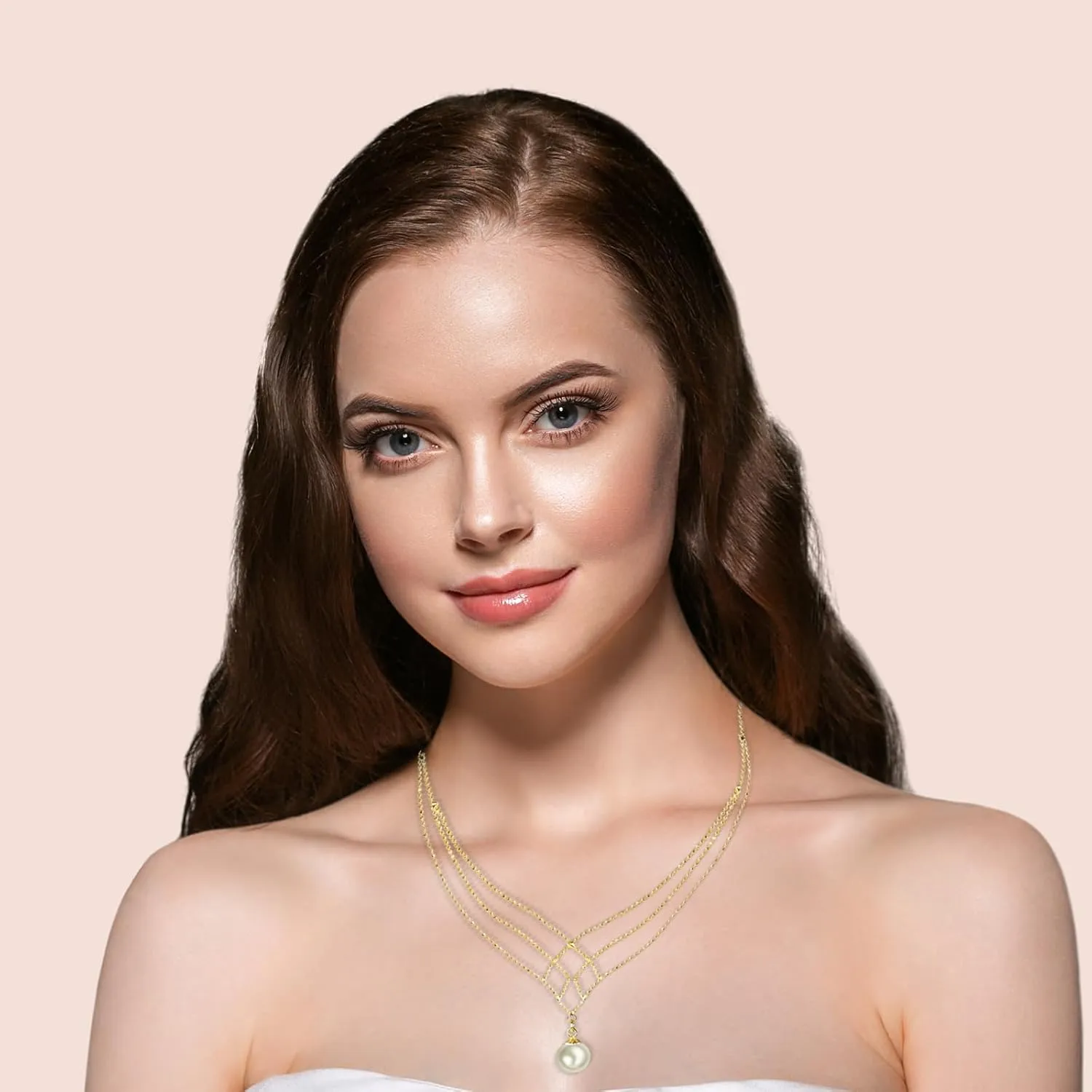18K Gold Pearl Choker Necklaces for Women, Girls