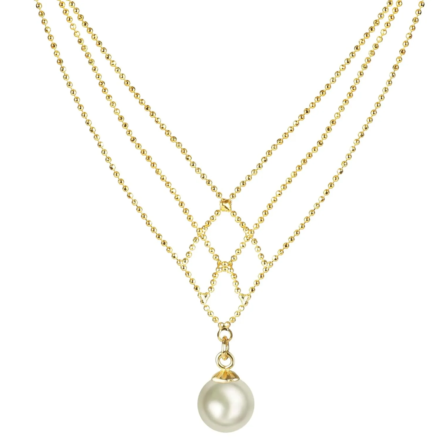 18K Gold Pearl Choker Necklaces for Women, Girls