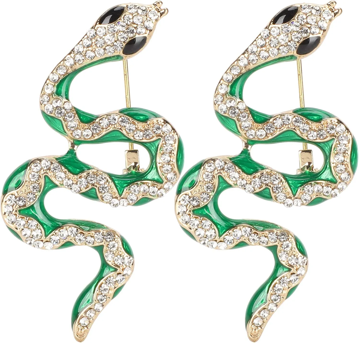 2Pcs Snake Brooch, Colored Rhinestone Alloy Unisex Women Men Animal Design Brooch Badge Bag Shirt Lapel Pin Brooch Pin