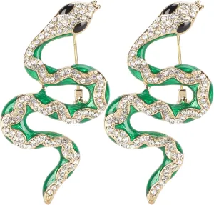 2Pcs Snake Brooch, Colored Rhinestone Alloy Unisex Women Men Animal Design Brooch Badge Bag Shirt Lapel Pin Brooch Pin