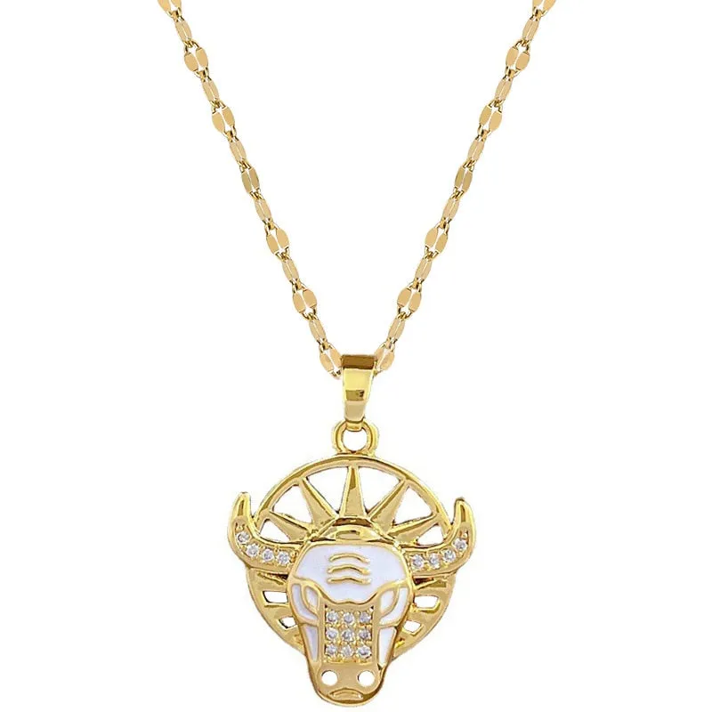 316L Stainless Steel Bull Head Pendant Necklace For Women