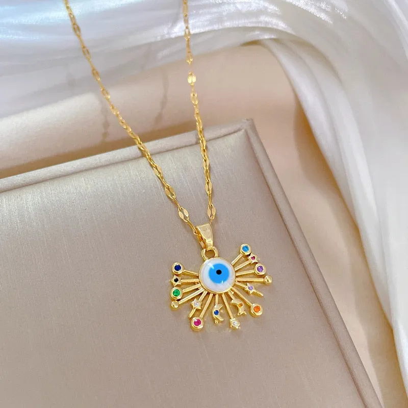 316L Stainless Steel Eyelash Eyes Pendant Necklace For Women