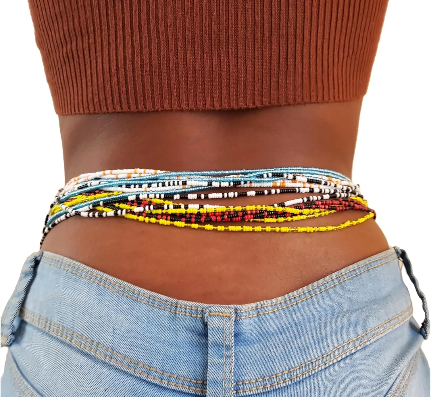 9 Pack Handmade Belly Chain, African Waist Beads Chain, Waist Jewelry Body Accessories for Women