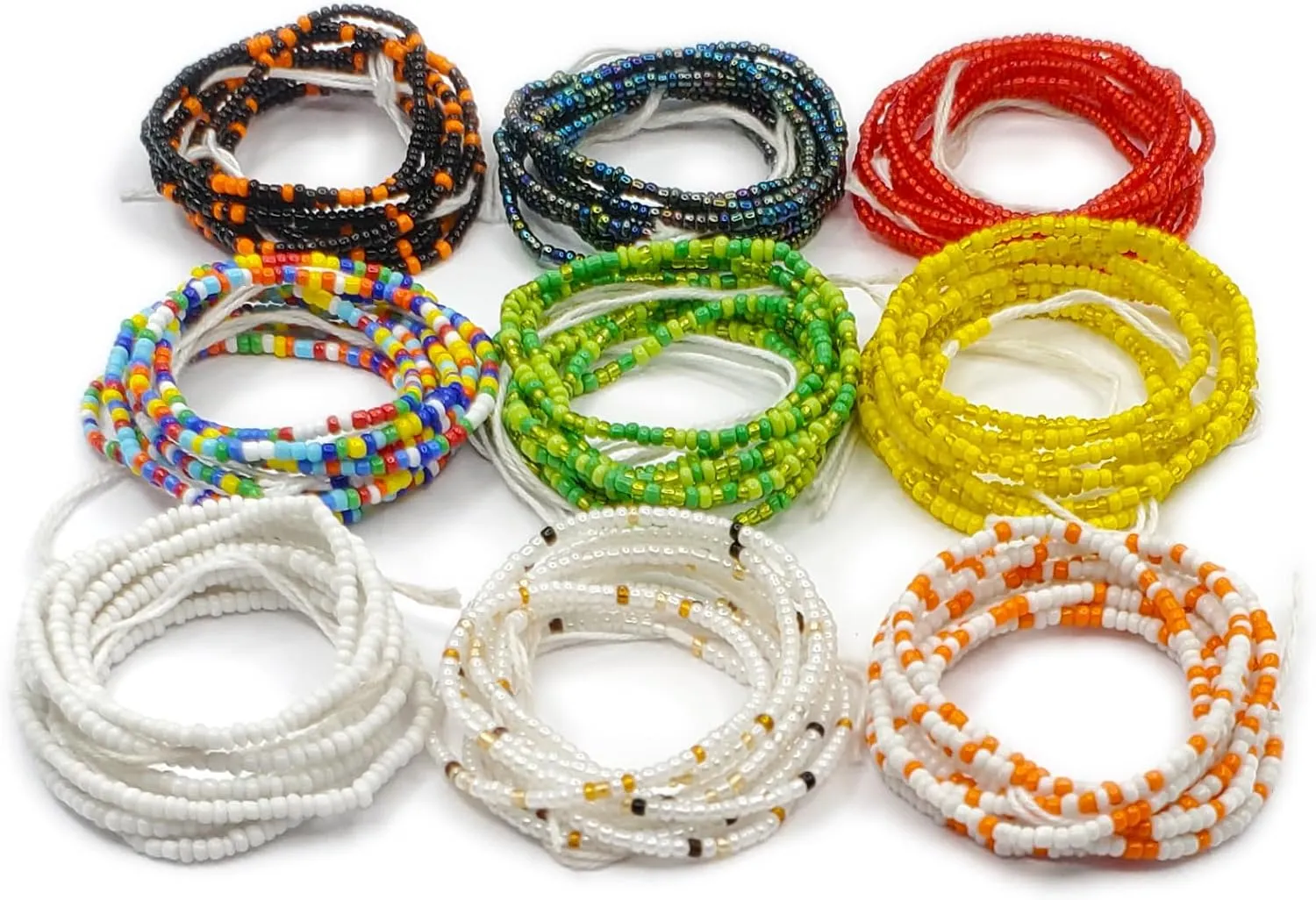 9 Pack Handmade Belly Chain, African Waist Beads Chain, Waist Jewelry Body Accessories for Women
