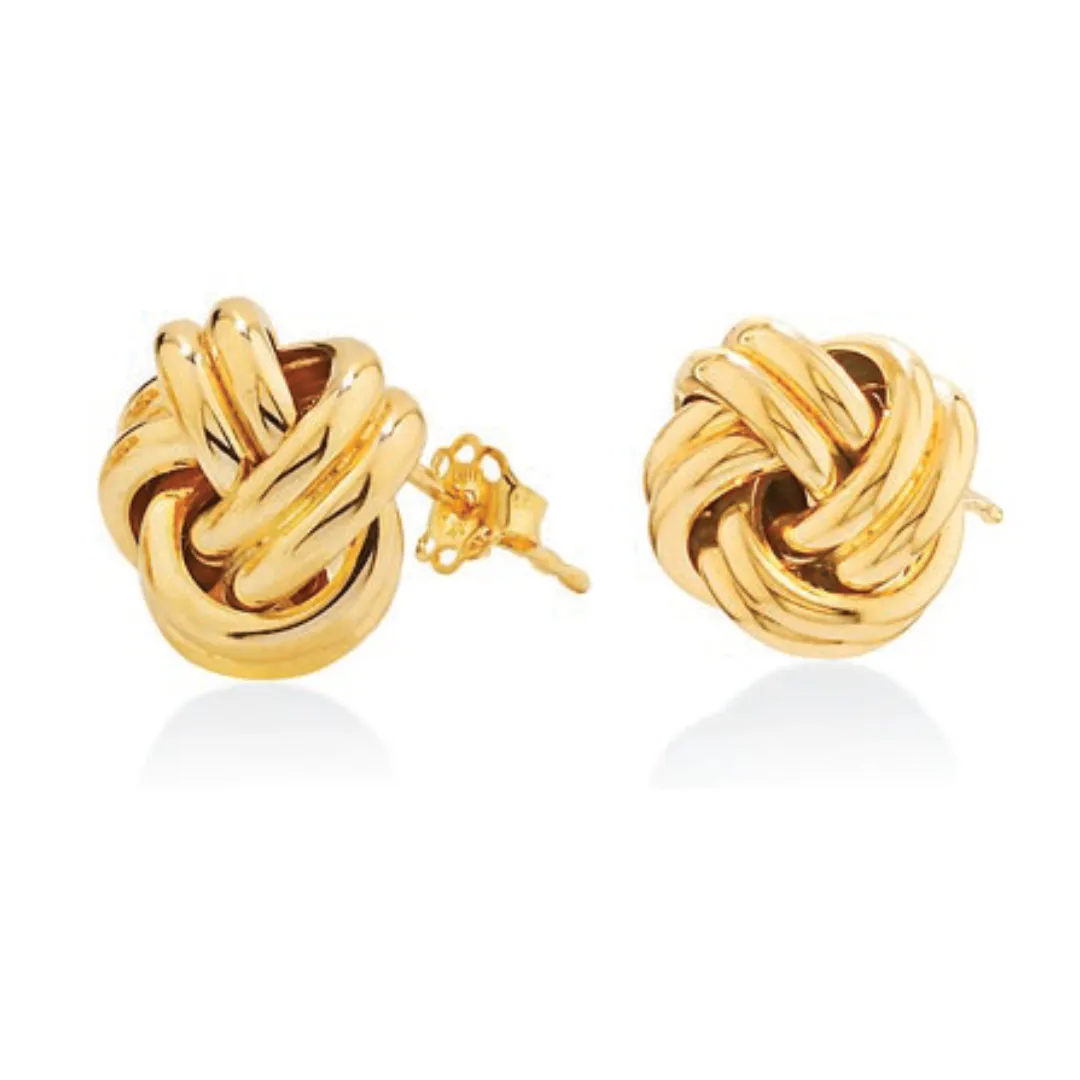 9ct Yellow Gold Knot Stud Earrings Large