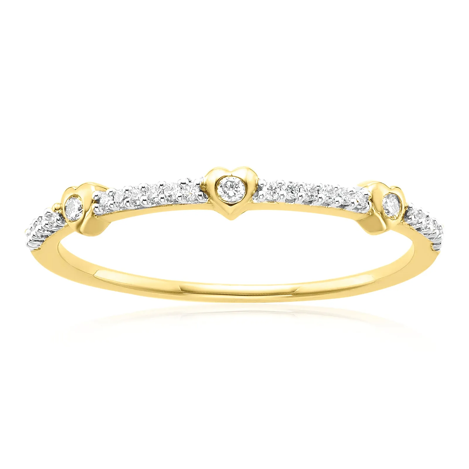 9ct Yellow Gold with Round Brilliant Cut 0.09 CARAT tw of Diamond Dress Ring