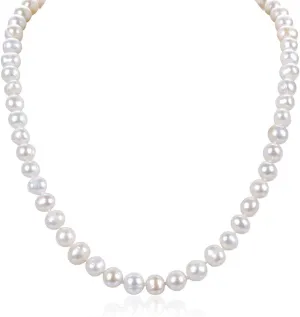 Adabele Authentic Natural Grade A Round White Cultured Freshwater Pearl Necklace Jewelry for Women Anniversary Birthday Mother Gifts