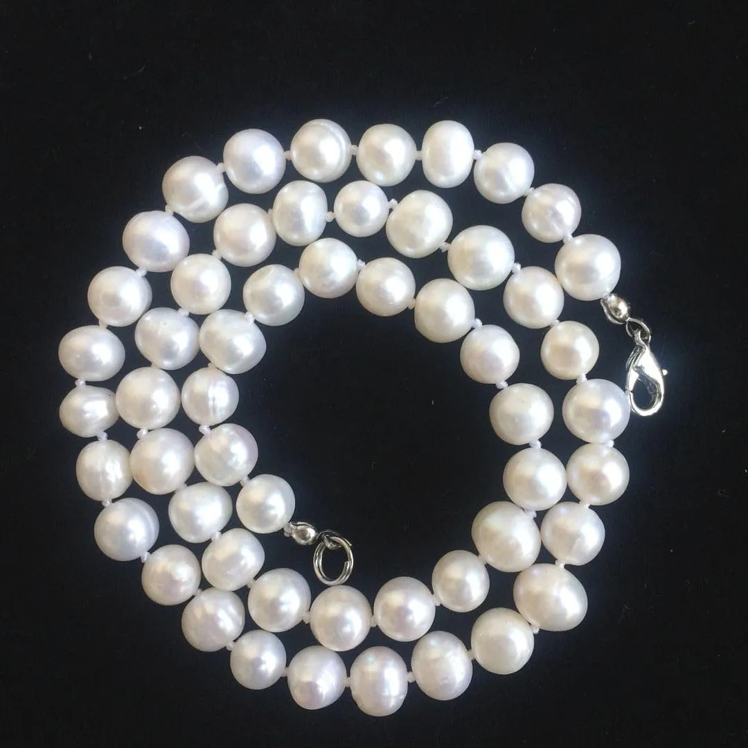 Adabele Authentic Natural Grade A Round White Cultured Freshwater Pearl Necklace Jewelry for Women Anniversary Birthday Mother Gifts
