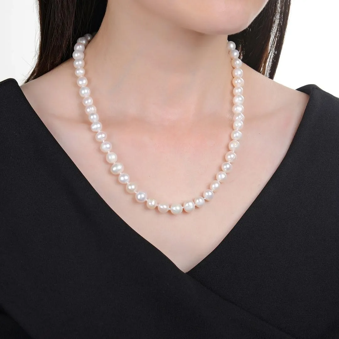 Adabele Authentic Natural Grade A Round White Cultured Freshwater Pearl Necklace Jewelry for Women Anniversary Birthday Mother Gifts