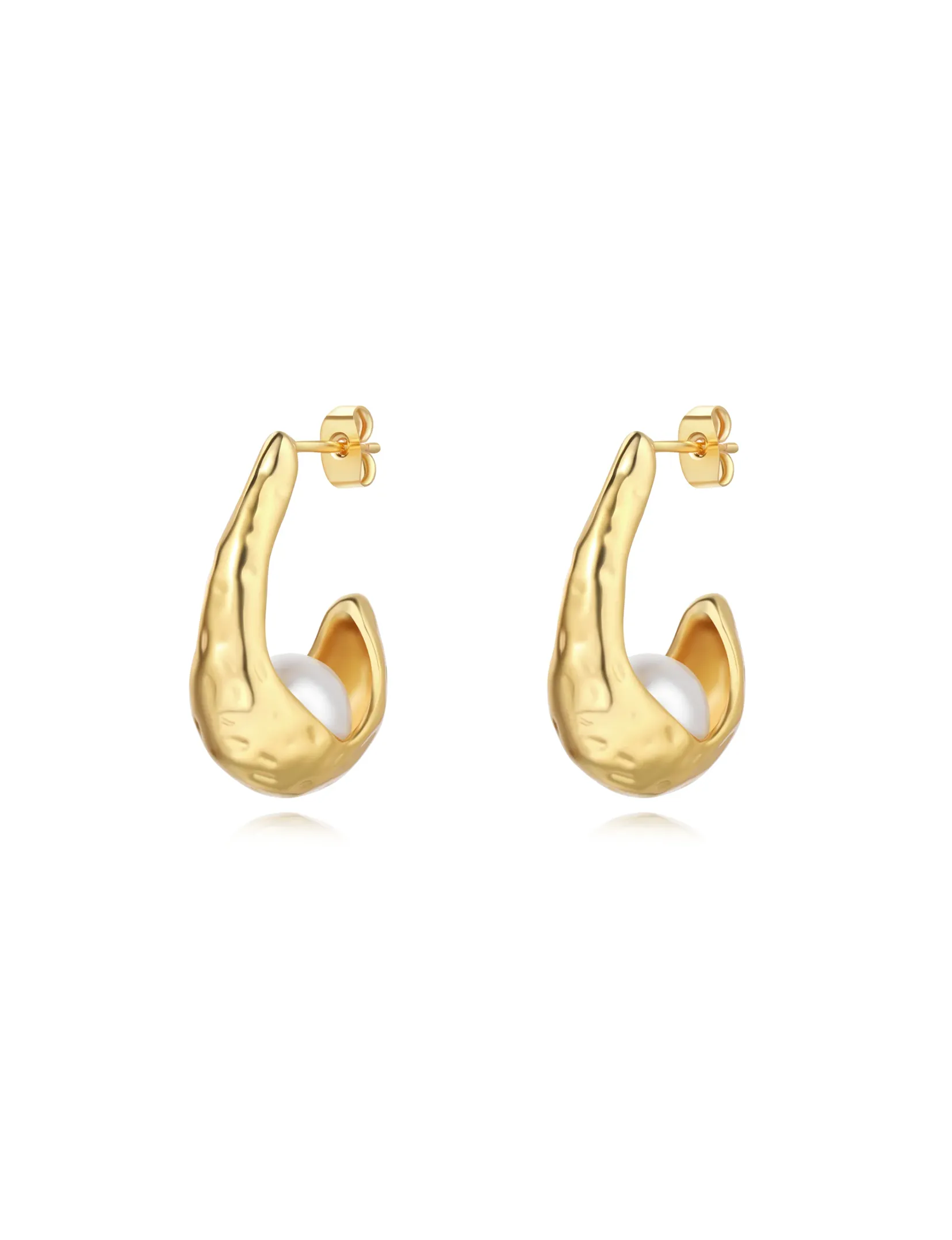 Alani Pearl Hoop, Gold Plated