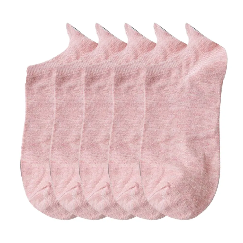 Anysox 5 Pairs One Size 4-5 Pink Fashion Funny Unisex Stereoscopic Heel Embroidered Women Candy Color Cotton Short Cute Socks