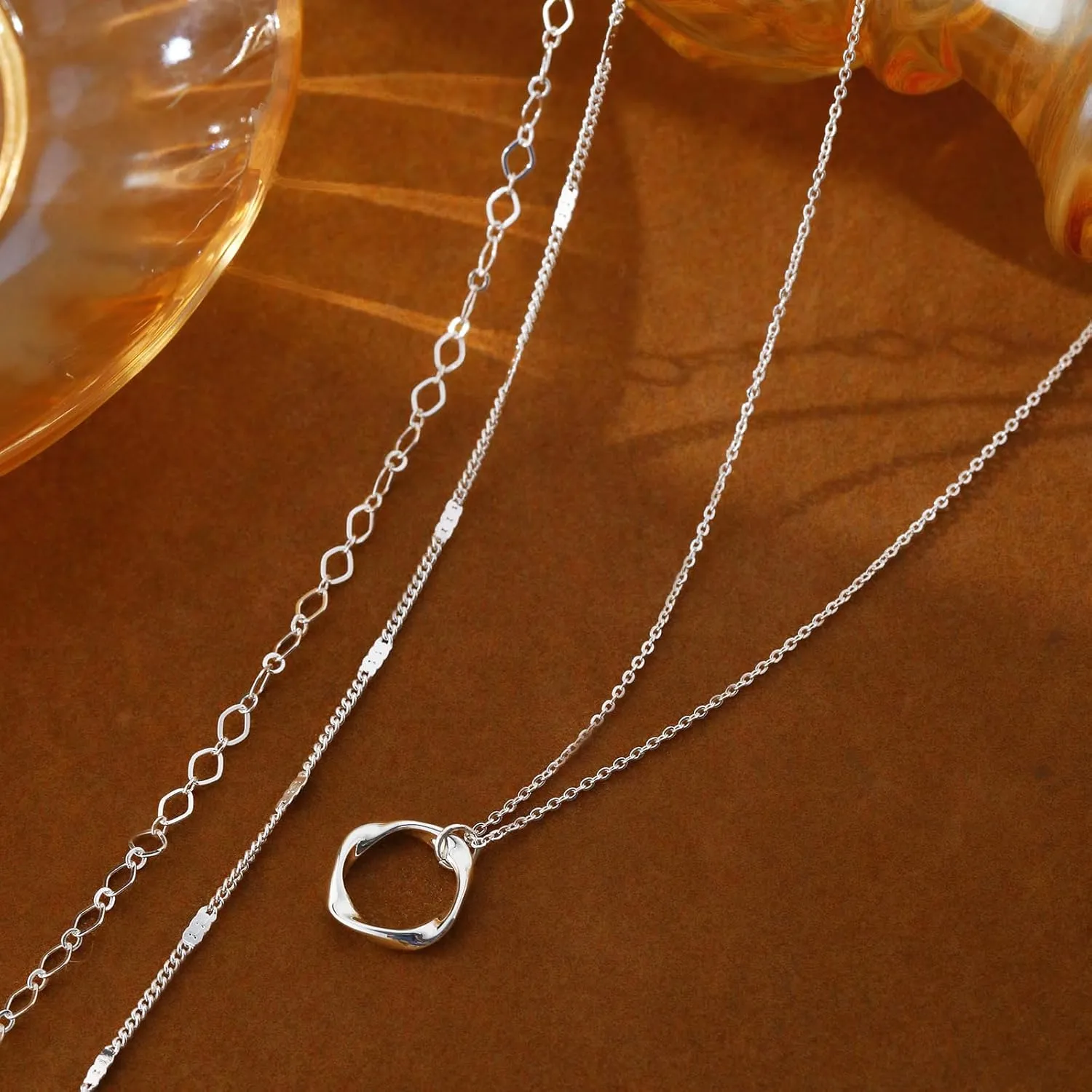 ASCOMY Layered Necklaces for Women Gold Necklace 14K Gold/Silver Plated Pendant Necklace Layered Cross Necklace Paperclip Rope Bead Box Satellite Dot Chain Necklaces Gold Choker Trendy Jewelry Gift