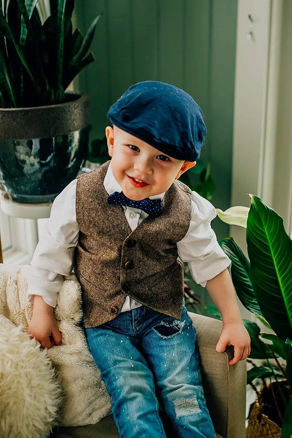 Born to Love Infant, Toddler Boys Pinstripe Driver Cap Baby Hat