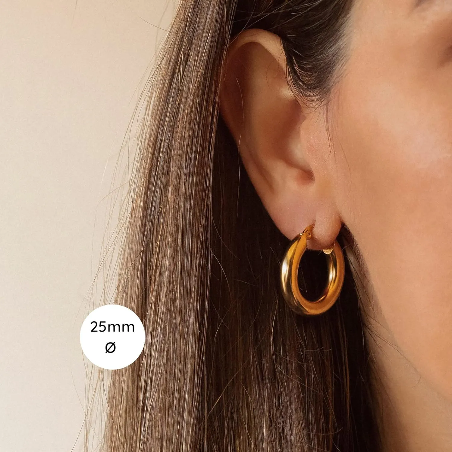 Chunky Gold Hoop Earrings for Women, 14k Gold Plated Thick Triple Hoop Earrings Hypoallergenic Trendy Chunky Gold Hoops Earrings Dainty Jewelry Gifts for Women