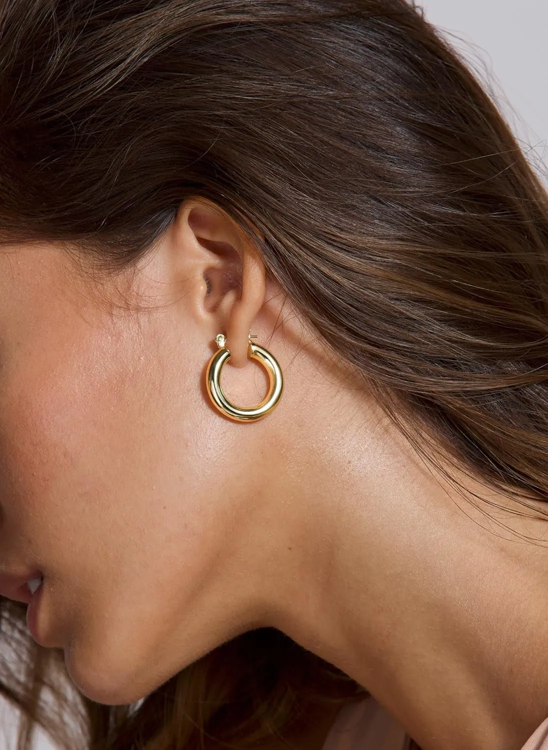 Chunky Gold Hoop Earrings for Women, 14k Gold Plated Thick Triple Hoop Earrings Hypoallergenic Trendy Chunky Gold Hoops Earrings Dainty Jewelry Gifts for Women