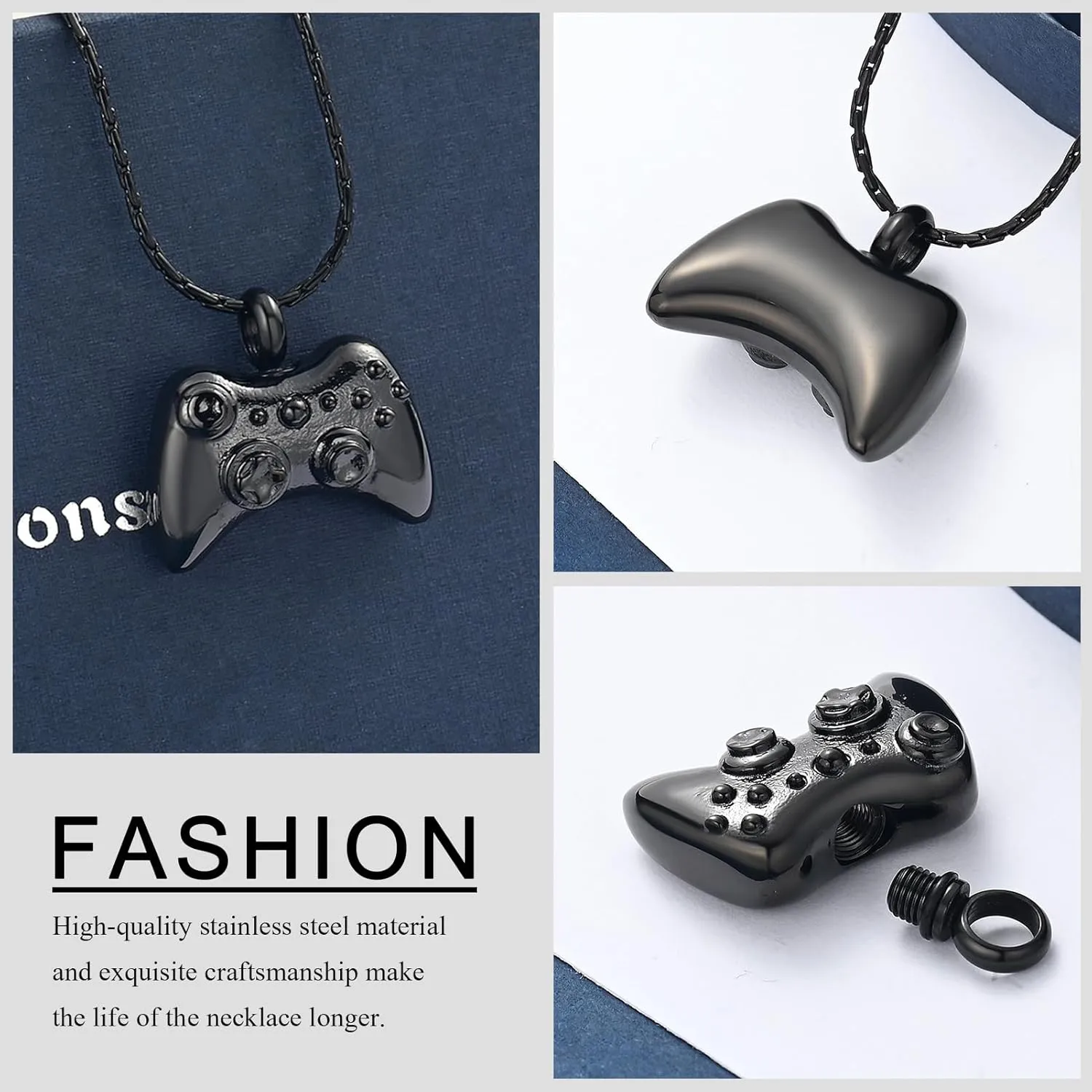 constantlife Cremation Jewelry for Ashes Stainless Steel Gamepad Urn Necklace Keepsake Game Controller Pendant Memorial Gift for Men Boy