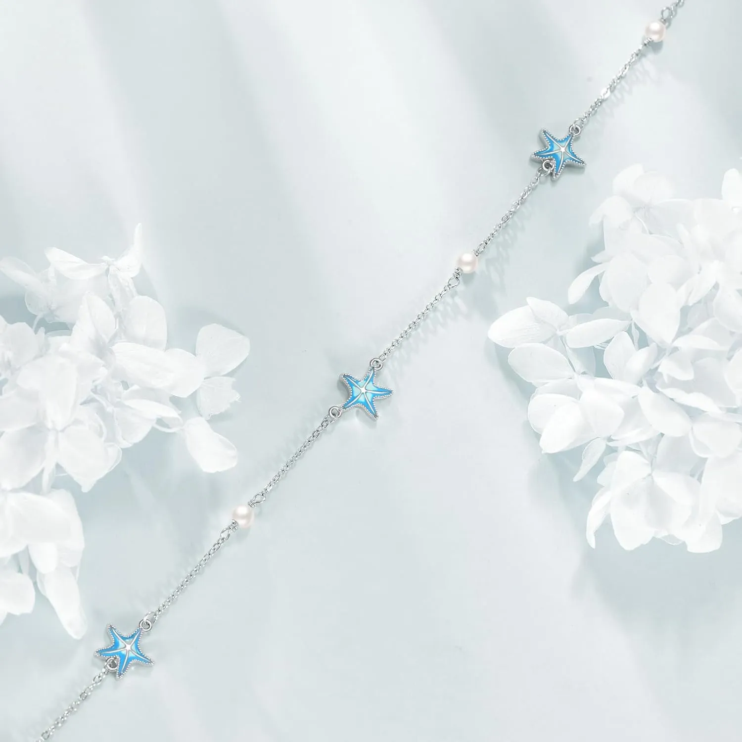 CRMAD Moonstone Moon/Star/Daisy/Turquoise/Rose Flower/Cat/Star/Hecate/Airplane/Pearl/Chakra/Rose Pearl/Butterfly/Wave/Starfish Anklet for Women Sterling Silver Anklet Irish Jewelry