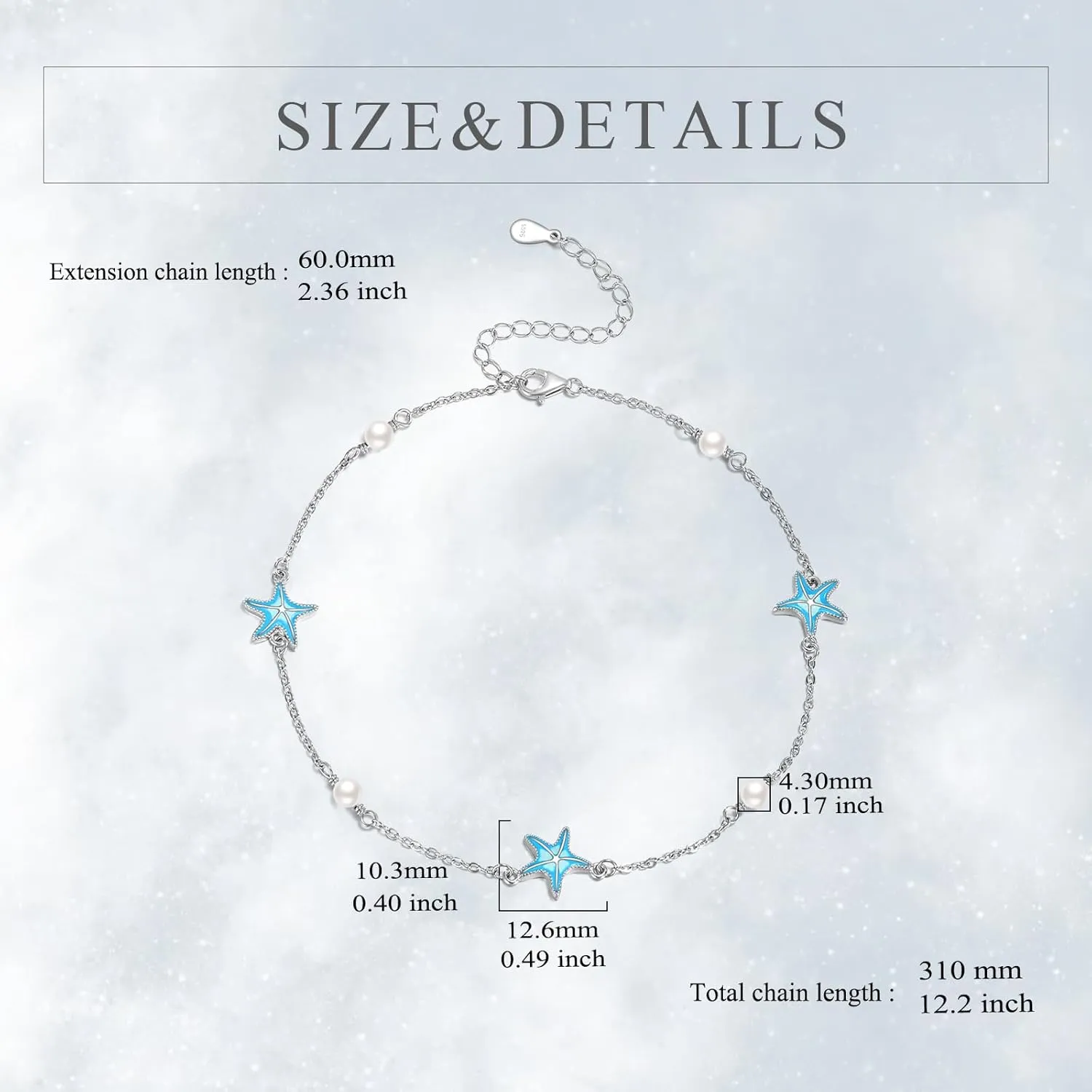 CRMAD Moonstone Moon/Star/Daisy/Turquoise/Rose Flower/Cat/Star/Hecate/Airplane/Pearl/Chakra/Rose Pearl/Butterfly/Wave/Starfish Anklet for Women Sterling Silver Anklet Irish Jewelry
