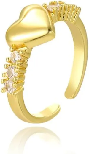 CSIYANJRY99 Chunky Gold Heart Star Ring for Women CZ Heart Star Rings for Women Simple Open Adjustable Stackable Knuckle Ring for Lovers Couples Valentine's Day Ring
