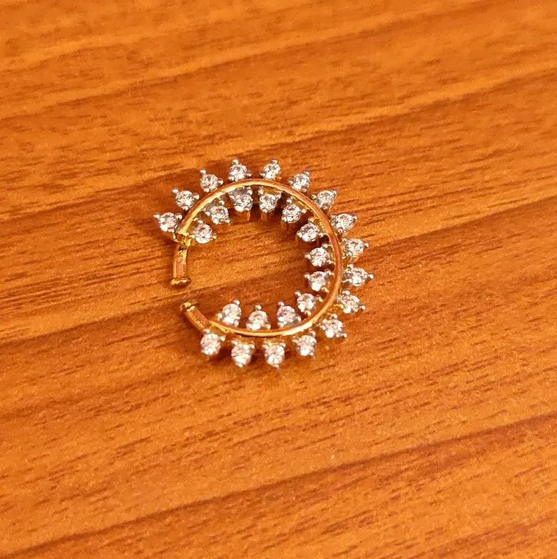 CZ STUDDED DIAMOND LOOK FINE NOSE RING