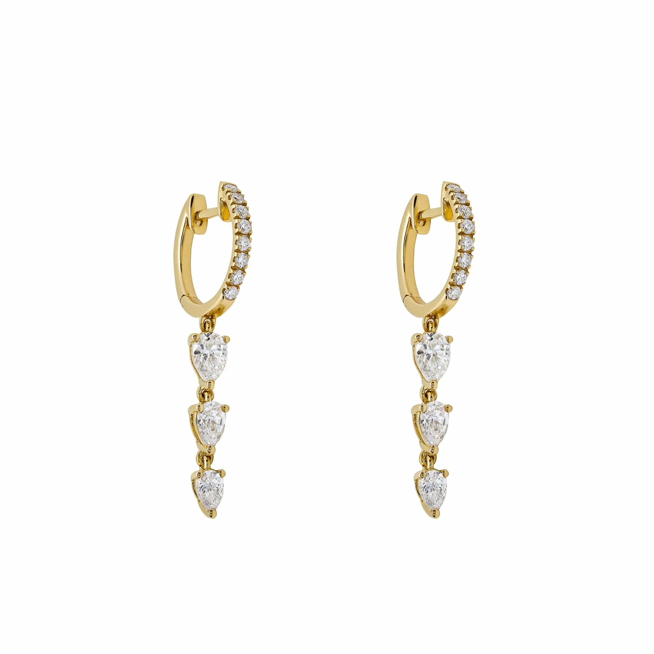 Dangling Diamond Huggie Hoop Earrings