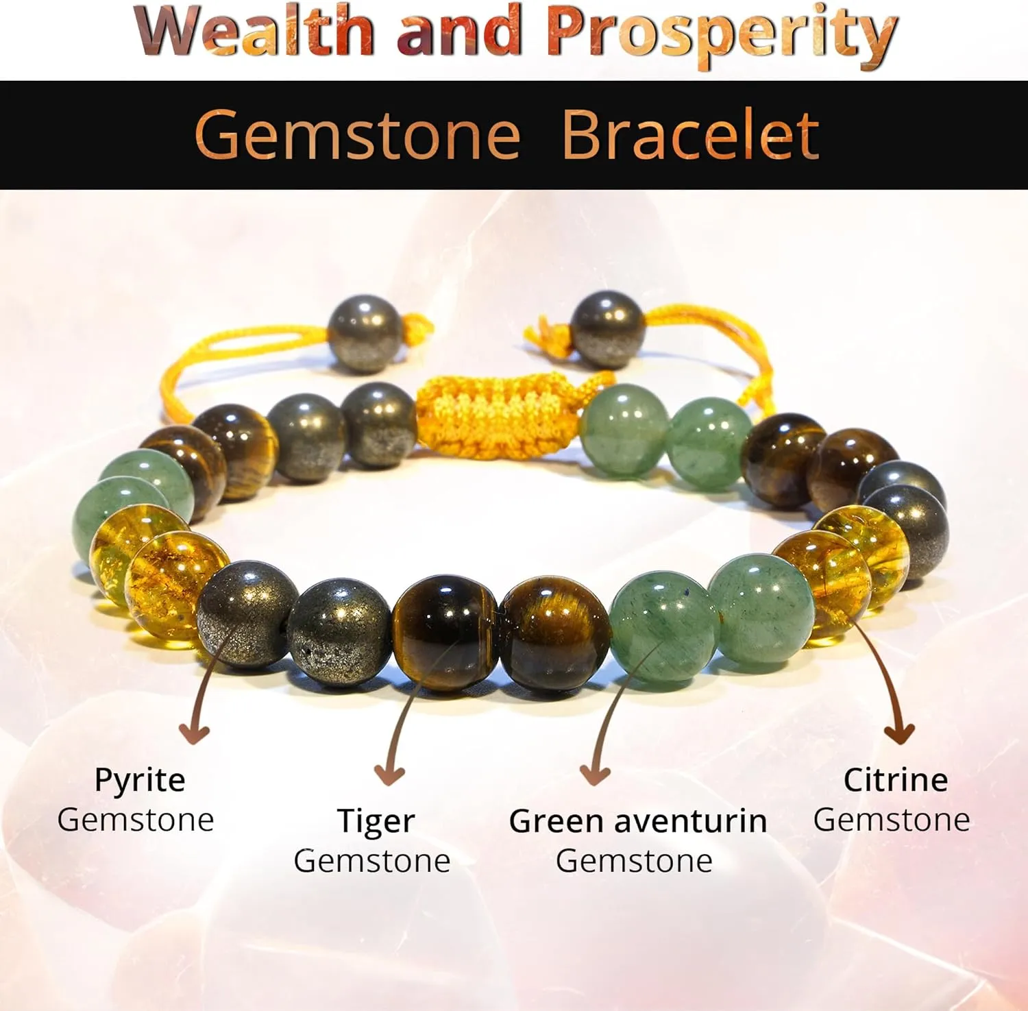 Energy Protection Crystal Handmade Adjustable Bead Bracelet Perfect for Men, Womens Gift - Gemstone Healing Stretch Bracelet Pulsera Para Hombre Mujer Stocking Stuffer