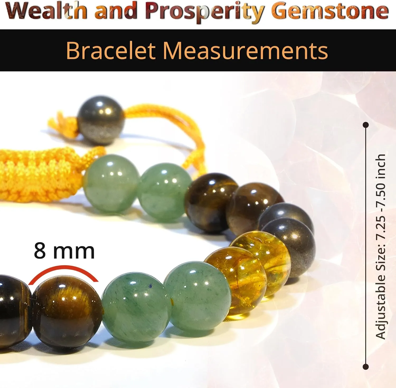 Energy Protection Crystal Handmade Adjustable Bead Bracelet Perfect for Men, Womens Gift - Gemstone Healing Stretch Bracelet Pulsera Para Hombre Mujer Stocking Stuffer