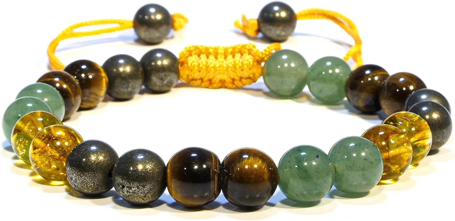 Energy Protection Crystal Handmade Adjustable Bead Bracelet Perfect for Men, Womens Gift - Gemstone Healing Stretch Bracelet Pulsera Para Hombre Mujer Stocking Stuffer