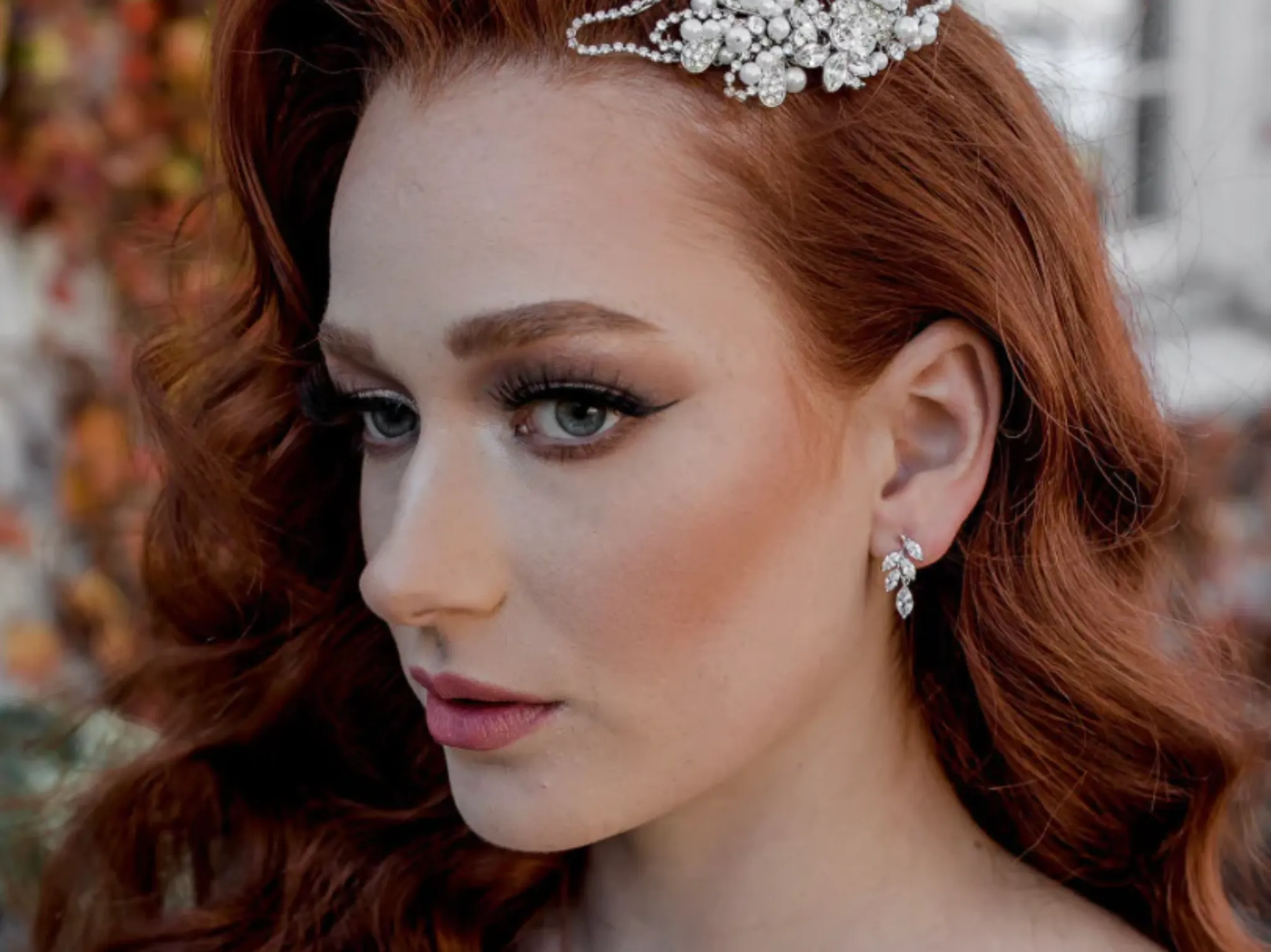 Eve - Crystal Dainty Leaf Drop Bridal Earrings