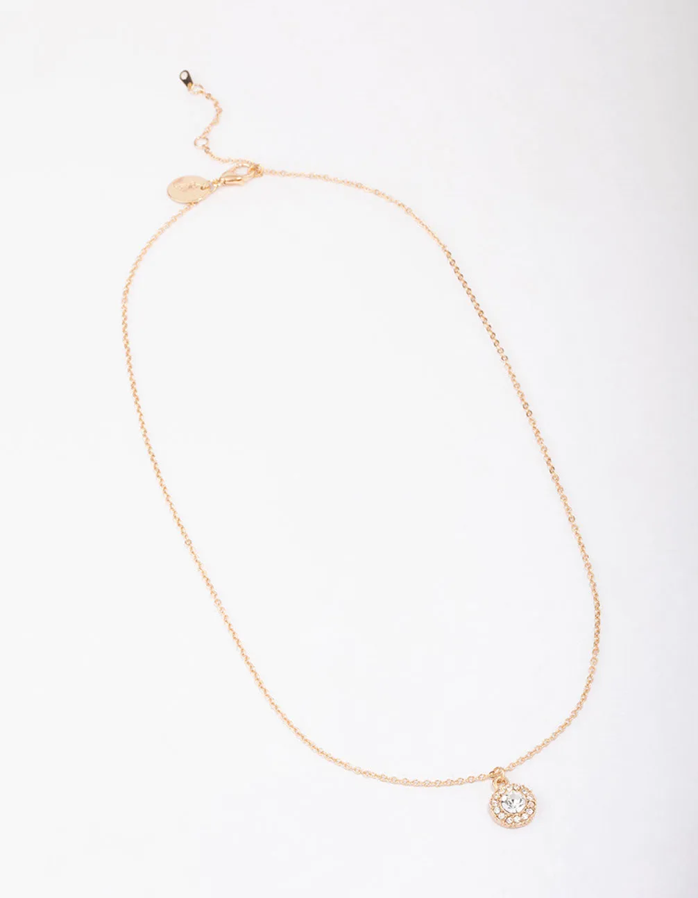 Gold Halo Crystal Pendant Necklace