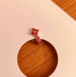 GOLD LOOK RUBY CZ PRESSABLE NOSE RING