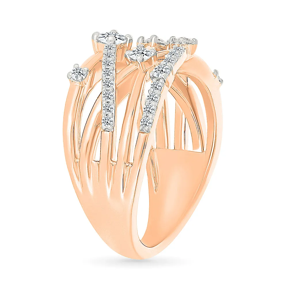 Gold Weave shining Diamond Ring