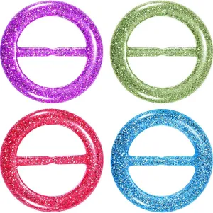 HESTYA 4 Pieces 80s Party Plastic Tee Shirt Clips Fashion Round Circle Scarf Tie Ring Clip for Women Girls Fashion Accessories with Assorted Colors