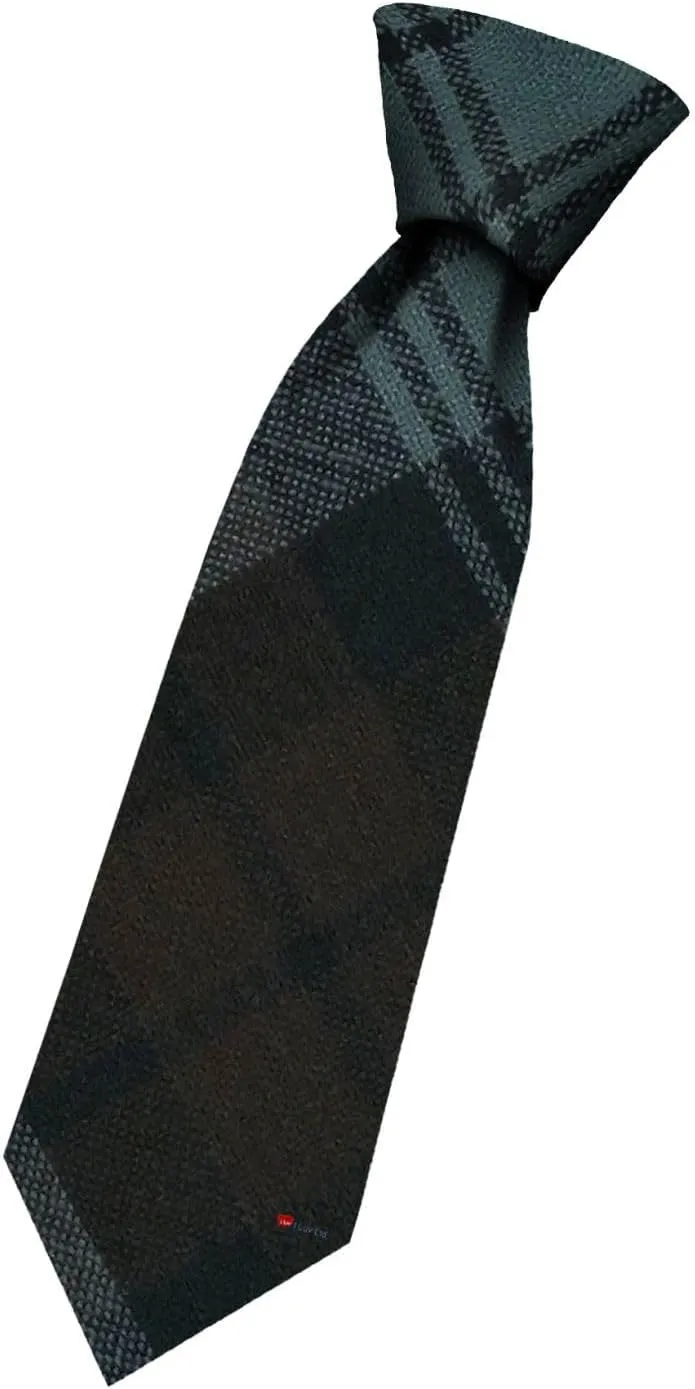 I LUV LTD Boys All Wool Tie Woven And Made in Scotland in Black Watch Weathered Tartan