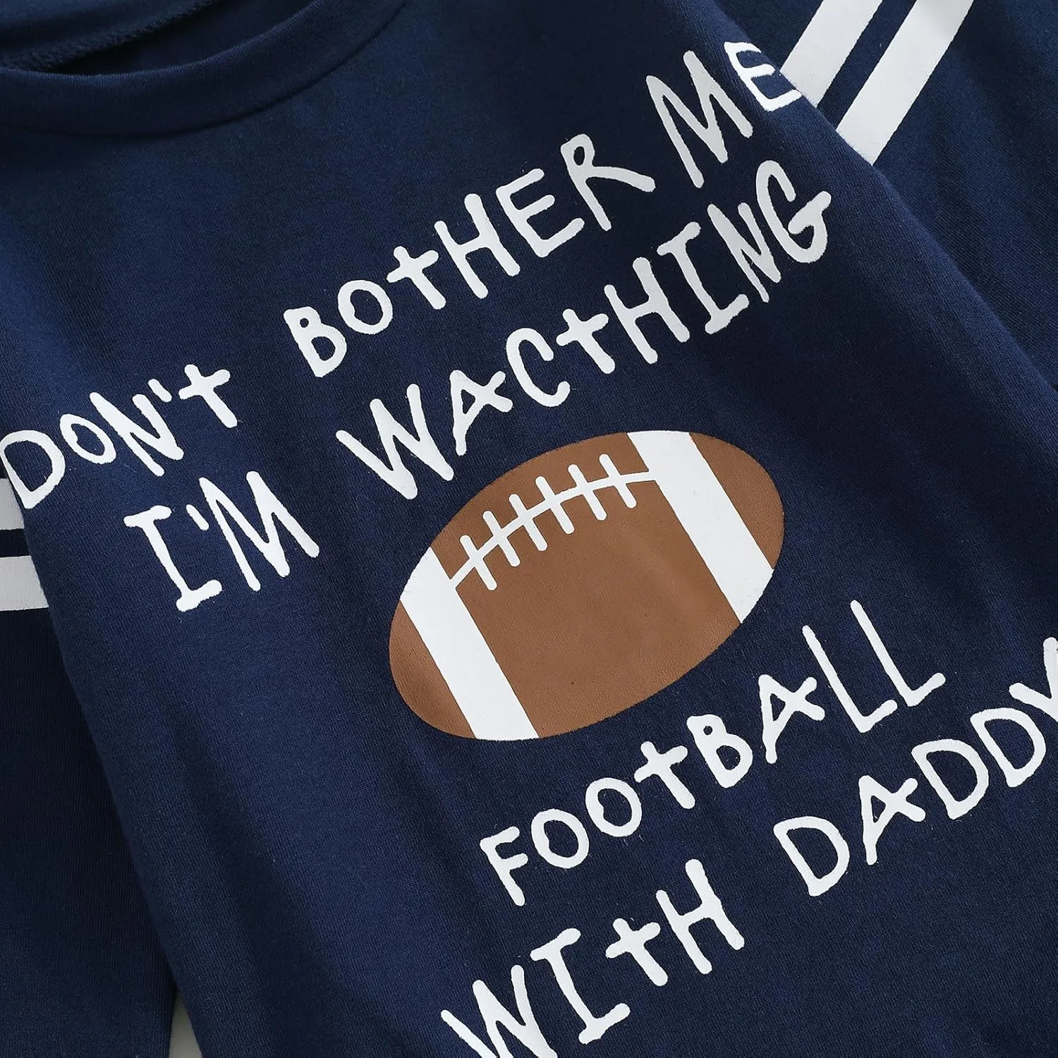 Kuriozud Watch Football with Daddy Outfits Baby Boy Football Jersey Onesie Football Romper Leg Warmer Set Fall Winter Clothes