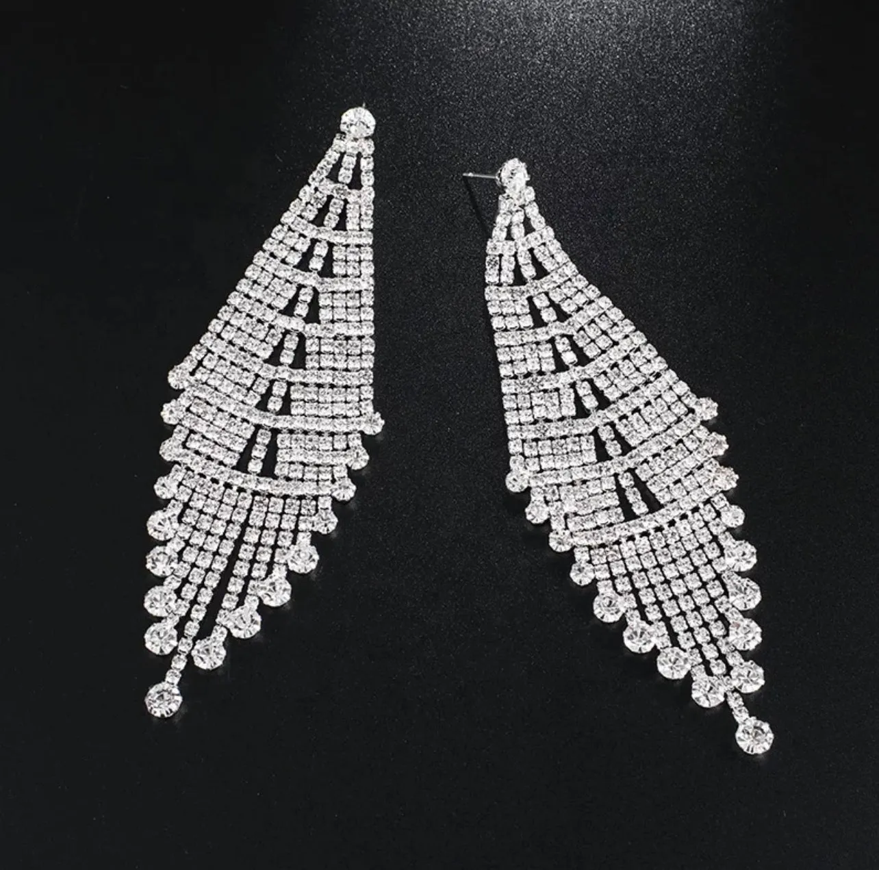 KYLIE - clear silver chandelier rhinestone earrings