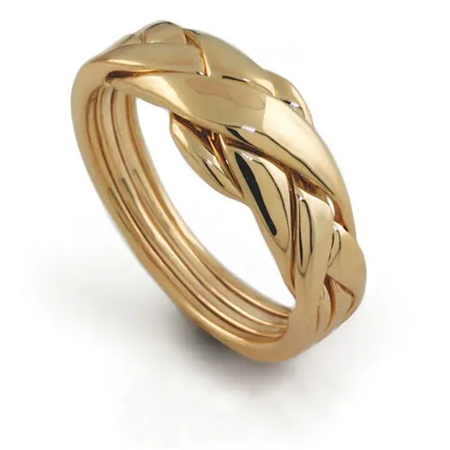 LADIES PETITE 4 band 14K Gold Puzzle Ring 4PGL